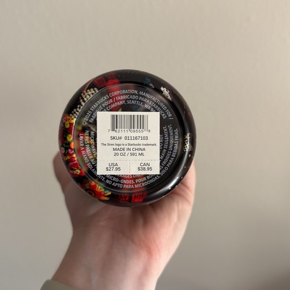 Farm Rio + Starbucks Black Water Bottle Vacuum Insulated 20 oz NWT - Picture 5 of 6